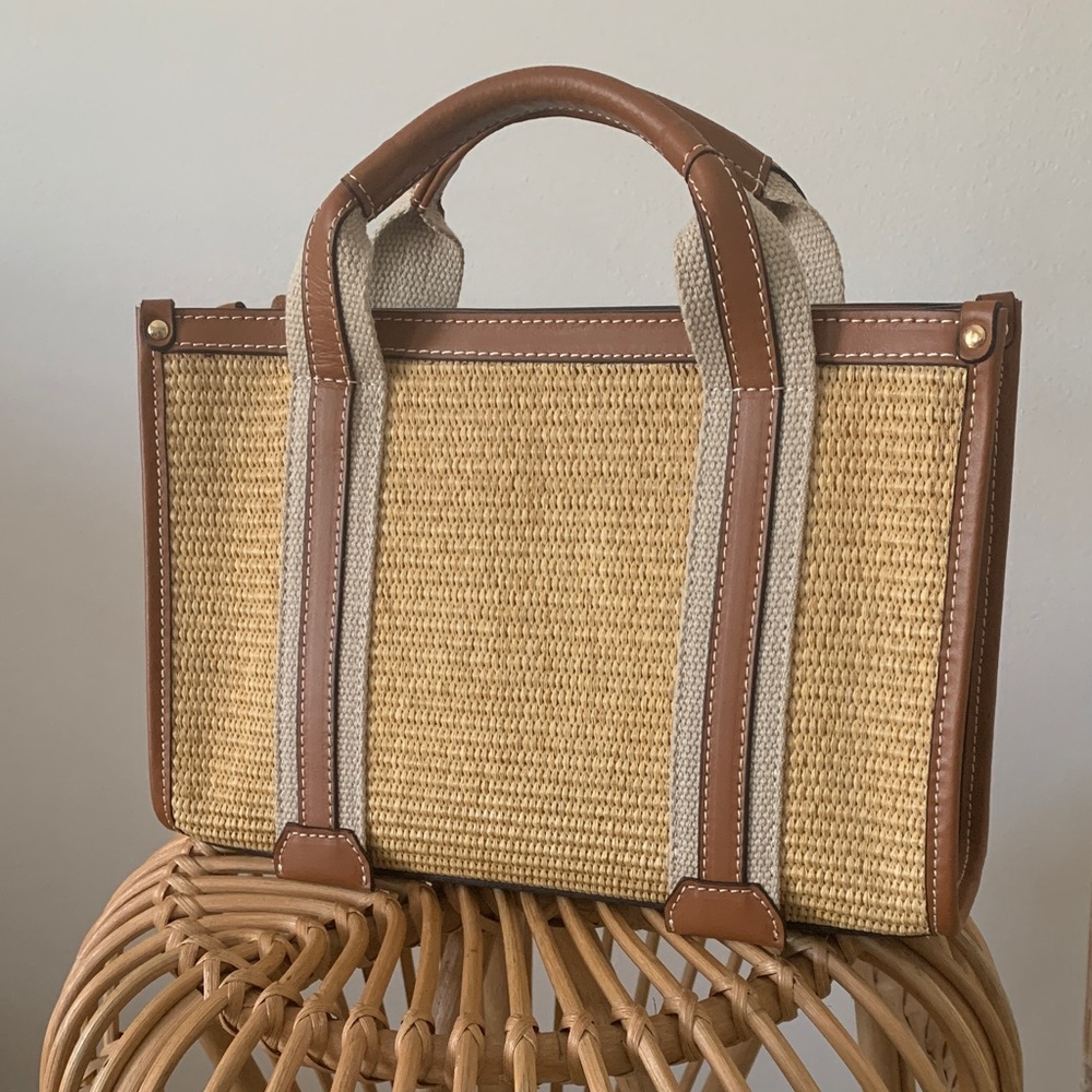 DIVINIA FIRENZE leather raffia purse